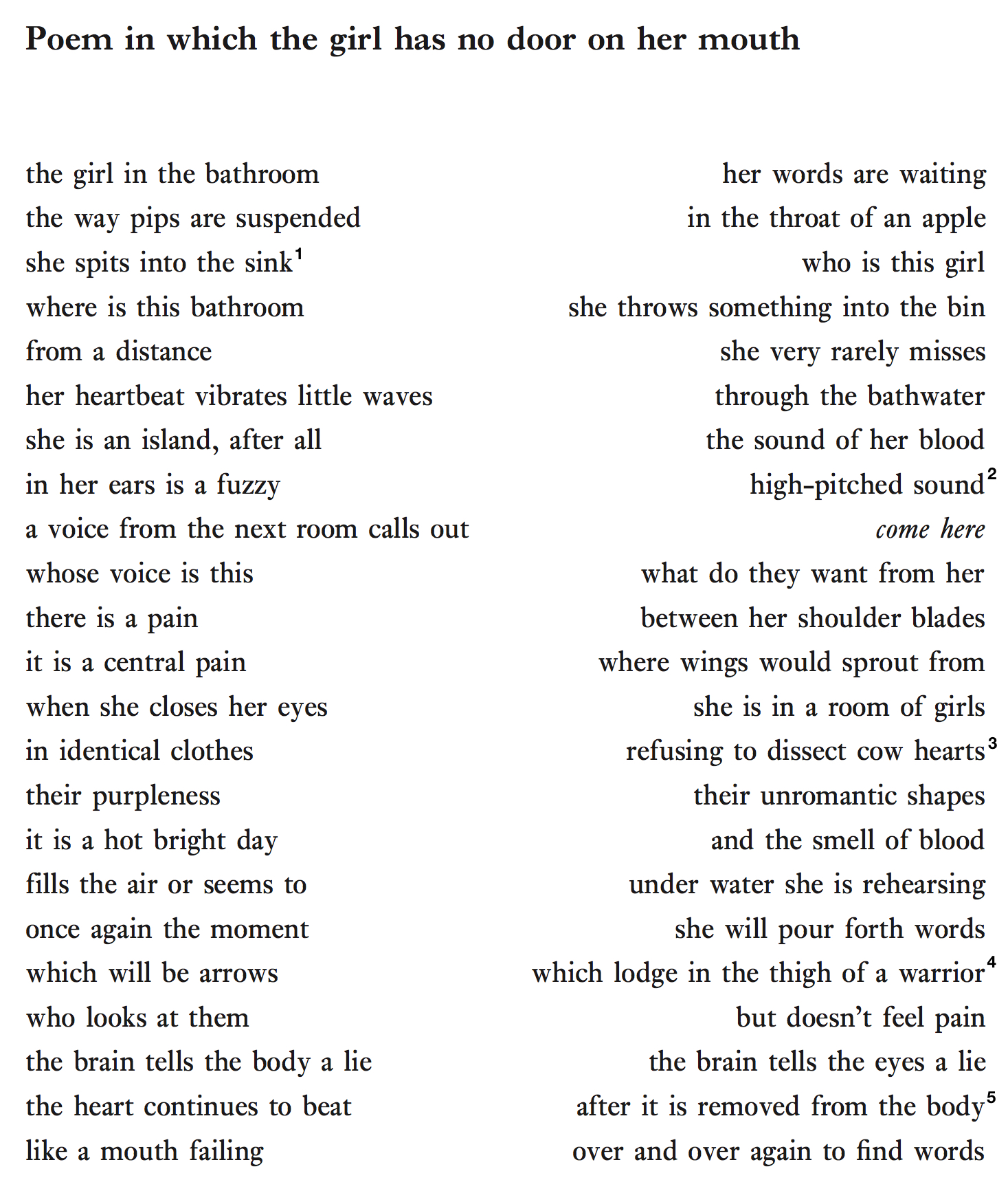 Poem in which the girl has no door on her mouth