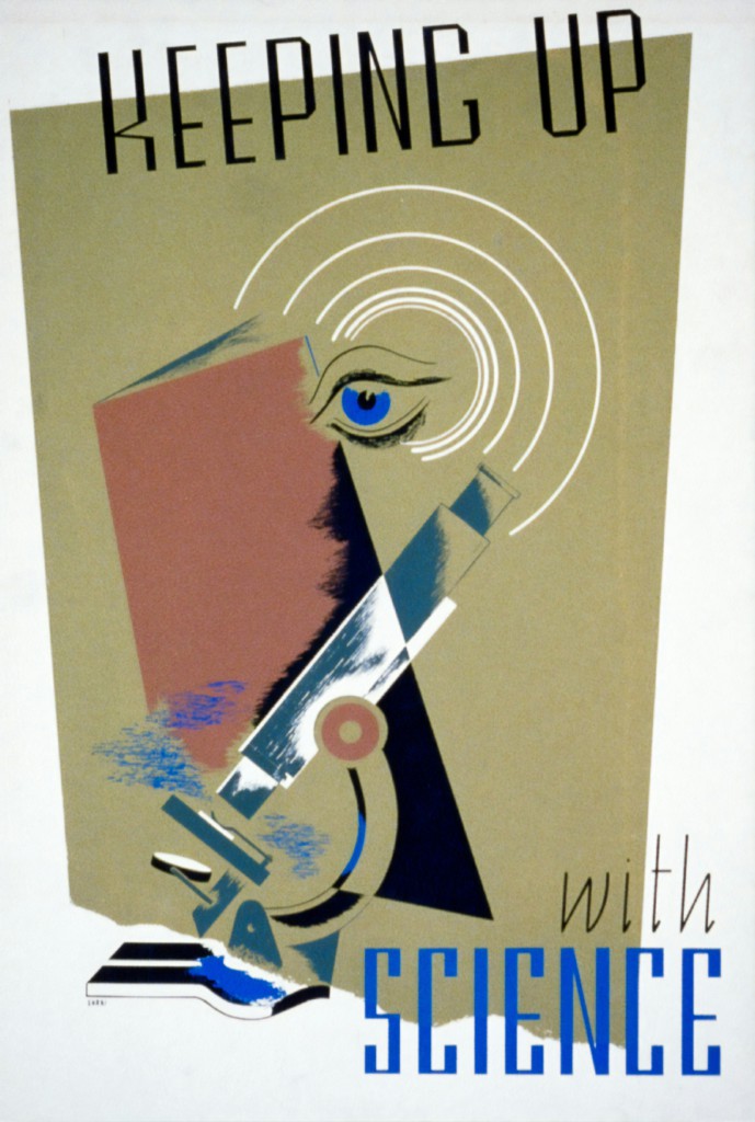 image of a vintage art deco science poster, image used for Science & Poetry: the laboratory of verse!  with Mario Petrucci
