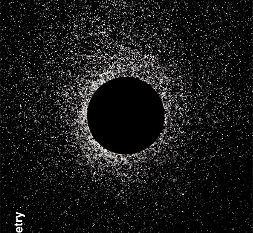 An image of the cover art of Ben Lerner's poetry collection called 'The Lights' featuring what look like stars behind and eclipse